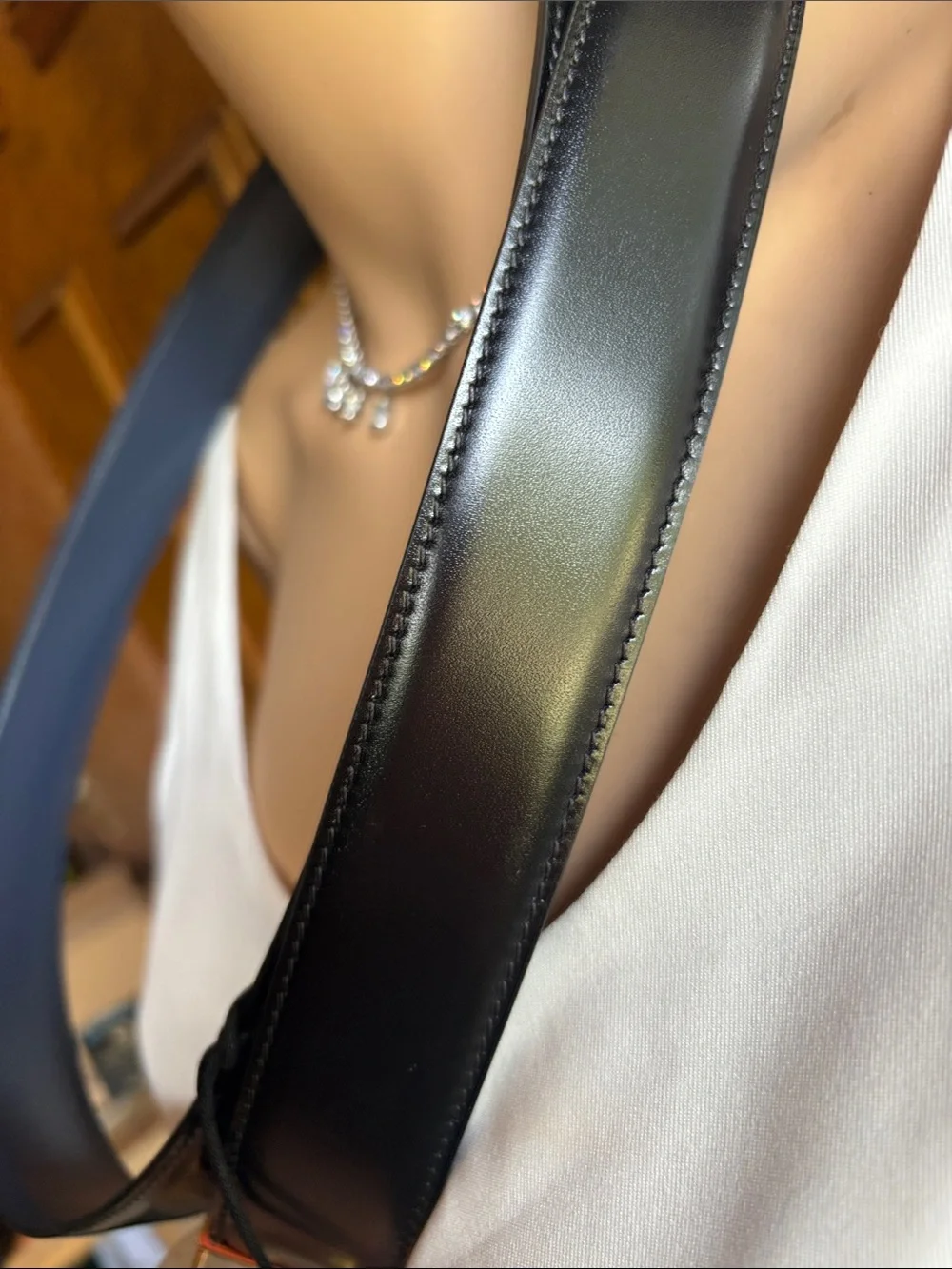 Salvatore Ferragamo Black Leather Belt with Gold Mosaic Gancini Buckle